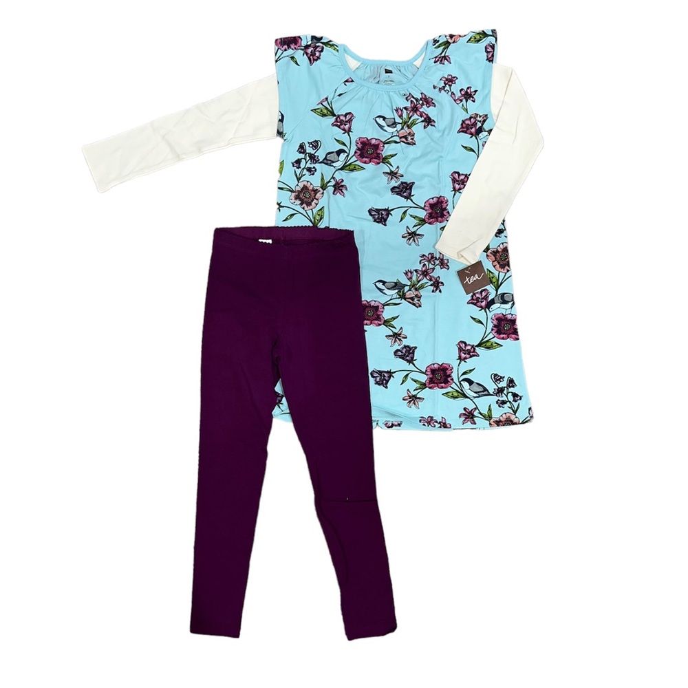 Tea Collection | Mighty Mini Dress & Matching Eggplant Leggings
